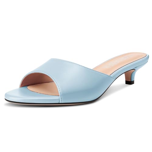 Image of TNYNFBEB Womens Low Kitten Heel Open Toe Sandals Mules Shoes Slingback Prom Party Dress Summer 1.4 Inches Heels