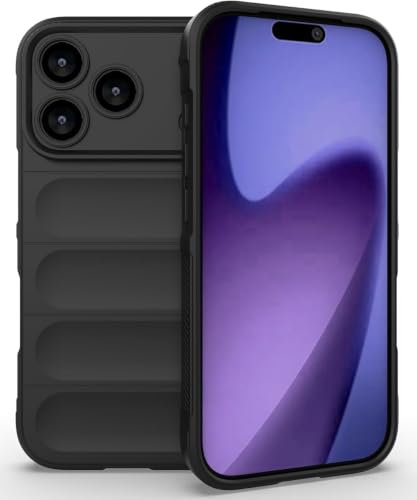 Image of ShieldTech AirGuard Series Back Cover Case for Apple iPhone 17 Pro | Microfiber Lining | Airbag Cushion Drop Protection | Shockproof Silicone Cover Case | Anti Slip Grip - Black for iPhone 17 Pro