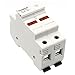 Baomain Solar PV Fuse Holder,Cylindrical Fuse Holder, 10 x 38 mm, 32 Amp, 1000 VDC, 2 Pole, 18 to 8 AWG, 35mm DIN Rail Mount, UR & CE Listed (1PCS)
