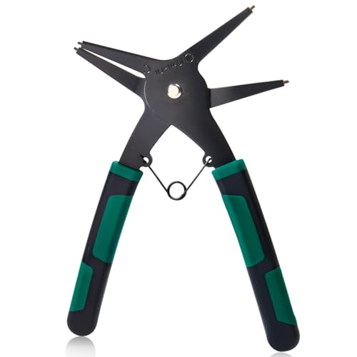 INJOYTEC 2 in 1 Snap Ring Pliers 7 Inch Dual-Purpose C-Clip Plier for 10mm-140mm Diameter Inner and Outer Snap Ring Multifunctional Carbon Steel Installation and Removal Tool Heat Treatment