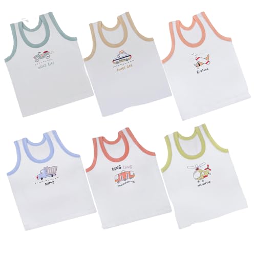 Image of REVOLTEK Printed Vest baniyan Cotton Inner wear for Baby wear Sleeveless Undershirts for Kids Sando ganji Tank-Tops Toddler Girls /Boys Colors Pack of 6