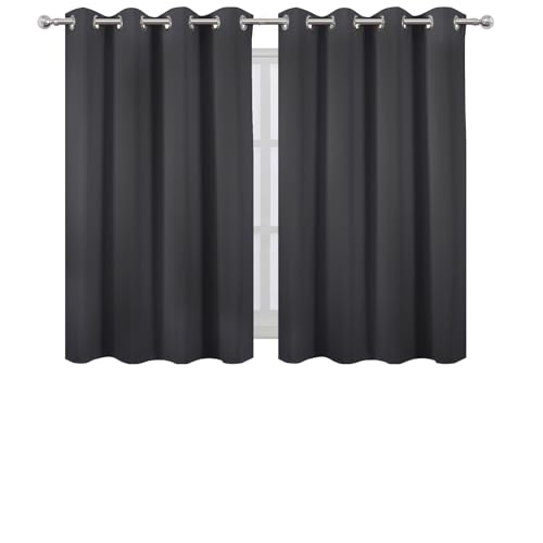 Image of LEMOMO Dark Grey Thermal Blackout Curtains /52 x 45 Inch /Set of 2 Panels Room Darkening Curtains
