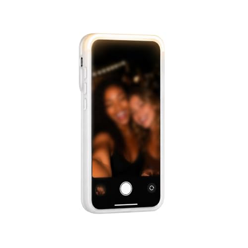 GGBON for iPhone 15 Pro Max Case with Selfie Light, 3 Color Modes (White)