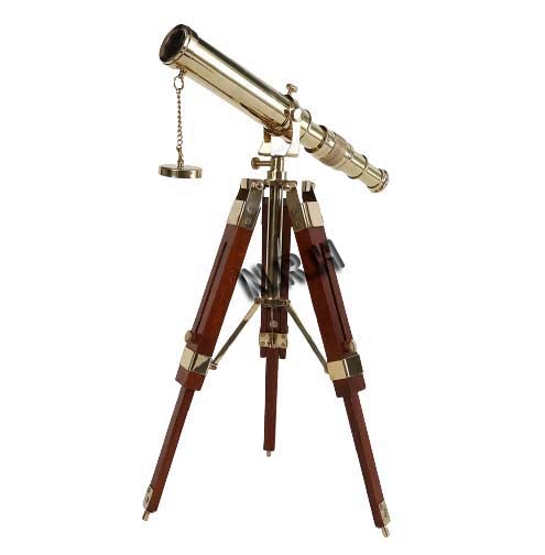 Vintage Nautico Marino Antico Ottone Pelle Telescopio Da Collezione 45.7cm - Foto 11