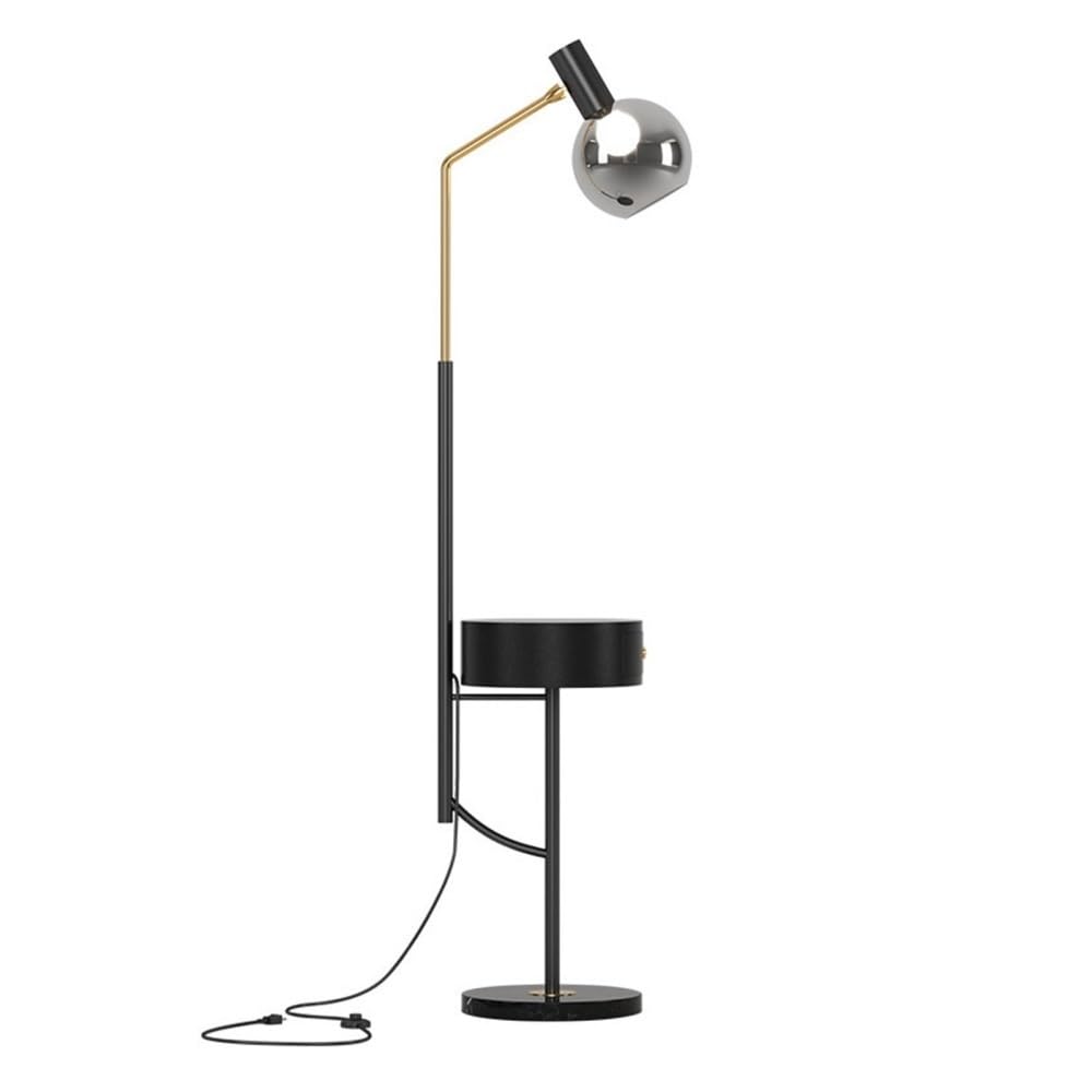Jian1004 Floor Lamp, Floor Lamp with End Table, Bedside Nightstand Light with Drawer for Living Room, Bedroom, Guest(Silver)