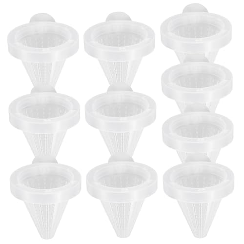 COLLBATH Live Food Funnel Feeder 10pcs Red Cone Suction Cup for Aquarium Maintenance Random Color
