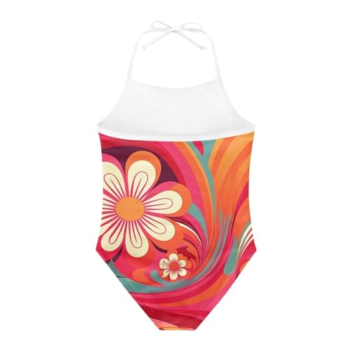 Cuter Floral Swimwear for Girls One Piece Swimsuits Beach Adjusted Halter Bathing Suit3