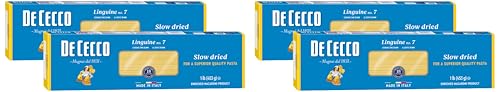 Image of De Cecco Linguine No. 7 Pasta, Authentic, Slow Dried, Made with Durum Wheat, Versatile Pasta for Sauces & Recipes, Made in Italy, 16 Oz (Pack of 4)