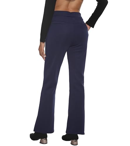 Fakanhui Women's Fleece Lined Bootcut Work Pants Winter Warm High Waisted Pull on Flare Business Dress Casual Pants4