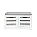 SoBuy Scarpiera con Appendiabiti da Ingresso Panca Attaccapanni Ingresso (Panca con 2 cesti, Bianco) FSR23-K-W