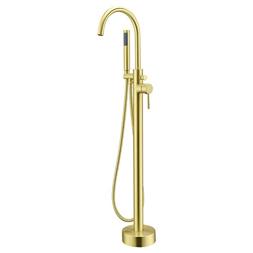 Robinet sur pied pour baignoire îlot design noir avec douchette à main
