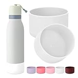 2PCS Silicone Boot for Owala FreeSip Twist 24oz 18oz, Anti-Slip Protective Sleeve for Owala Water Bottle Noise-Reducing,Prevents Scratches(24oz,White)