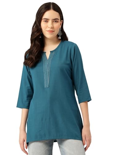 Image of Elegant Short Kurti for Women - 3 /4 Sleeves | Round Neck | (S to XXL)