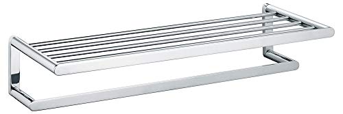KEUCO Handtuch-Ablage aus Metall, Hochglanz-verchromt, 62 cm lang, für Badezimmer, Ablage für Handtücher, Wandregal Handtuchstange, Elegance