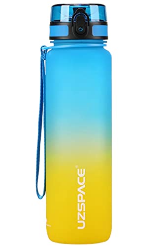 FiftyFifty 1000 ml Büyük Boy Çift Renk Softtouch FF Collection Tritan Su Matarası Sarı-Lacivert