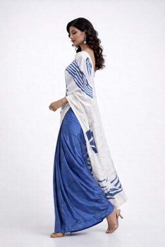 Image of Japan Satin Floral Print Saree for Women with Blouse Piece - Satin Finish Draped Saree