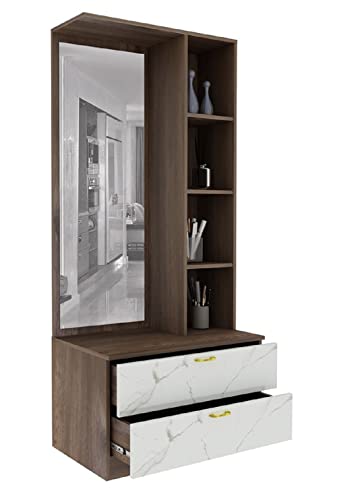 Image of MAMTA DECORATION Engineered Wood Dressing Table with Storage for Bedroom Living Room Wooden Vanity Tables (Dark Vogue)