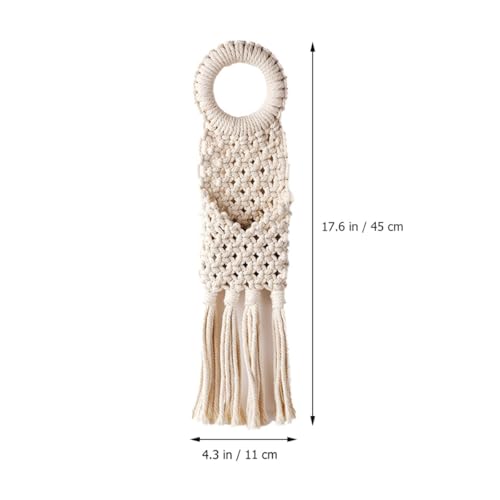 Tapiz para pomo de puerta tejido a mano en hilo de algodón blanco natural 2