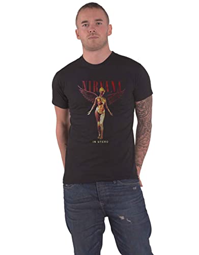 Nirvana In Utero offiziell Herren Nue Schwarz T Shirt Cover