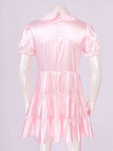 Men's Sissy Crossdressing Lingerie Dress Satin Frilly Girly Dress Bowknot Pajamas Nightwear4