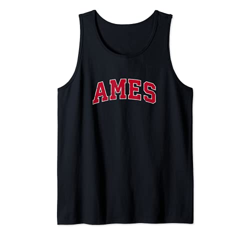 Ames Iowa IA Vintage Deportes Diseño Rojo Camiseta sin Mangas
