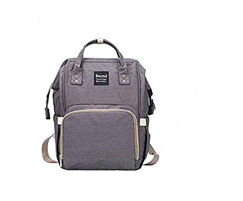 Diaper Bag,Becmd Large Capacity Diaper Bag Backpack,Multi-Function Travel Backpack Nappy Bag,Nurse bag,Fashion Mummy Bag,Waterproof for Baby Care,Stylish and Durable (Grey)