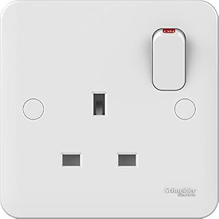 Schneider Electric Lisse White Moulded - Switched Single Power Socket, 13A, Double Pole, GGBL3010D, White, Pack of 10