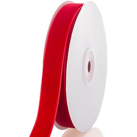 ATRBB Red Velvet Ribbon - 5/8 Inch Width, 10 Yards Per Roll - Classic Elegant Flocked Ribbon for Gift Wrapping, Crafts, and Decorations Cover