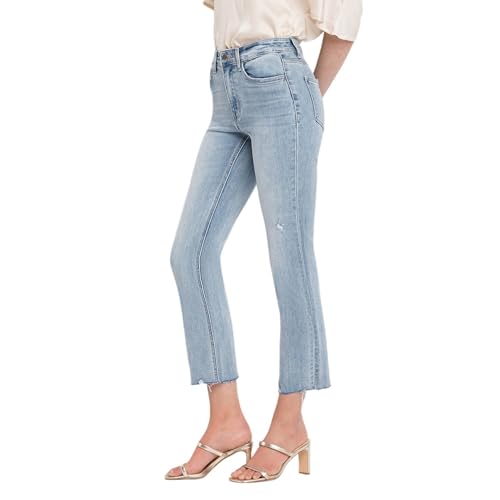 Flying Monkey High Rise Crop Straight Jeans Light Blue3