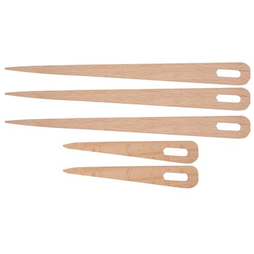 Yctze 5PCS DIY Wooden Big Eye Knitting Needles Tapestry Weaving Crafts Tools Toothbrush Needle for Rag Rug Making Nalbinding Weaving Needles Loom Yarn Tool Wooden Tapestry Amish Knot Rug - Image 3