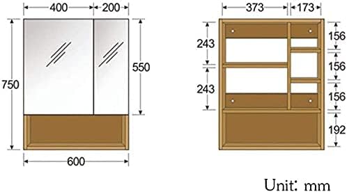 Bathroom Wall Mounted Cabinet 23.6"X29.5"X5.3" Bathroom with Multi-Layer Solid Wood Mirror Cabinets Wall-Mounted Waterproof Mirror Box with Vanity Mirror Toilet Bathroom Spacesaver (Teak Color)