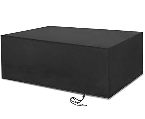 Vordas Fundas para Mesas, 210D Cubierta de Muebles de Jardín (Tamaño: 270x180x89cm), Copertura Impermeable para Mesas Rectangular - Negro