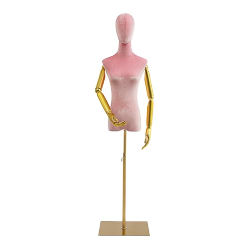 Female Mannequin Dress Form with Adjustable Height 59"-78.7", Display Mannequin for Dress Jewelry, Detachable Head & Arms, Velvet Cover, for Store Window Boutique (Pink)