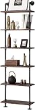 BOSURU Industrial Pipe Shelves Rustic Wood Ladder Bookshelf Wall Mounted Shelf for Living Room Decor