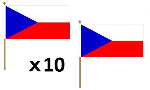 Drapeau République tchèque 45x30cm hampe bois pack de 10 pièces