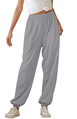 uideazone Grey Sweatpants for Women Teen Girls Pants High Waisted Joggers Sweats Pants with Pockets