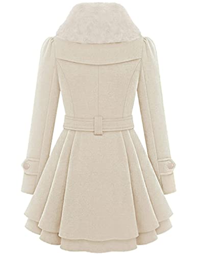 Image of Zeagoo Women Long Sleeve Faux Fur Lapel Double-Breasted Thick Wool Coat,arge