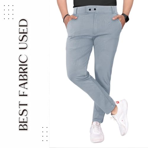 Image of COMBRAIDED Men's Slim Fit Stretchable Casual Trousers | Stylish Lycra Blend Pants for Office, Party