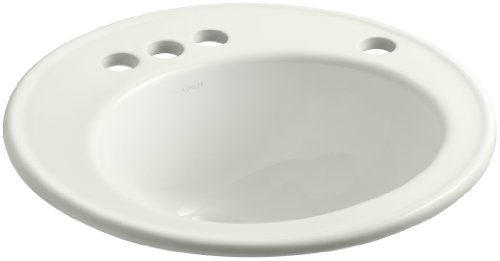 KOHLER K-2202-4R-NY Brookline Self-Rimming Bathroom Sink with 4" Centers and Right-Hand Soap/Lotion Dispenser Hole Drilling, Dune