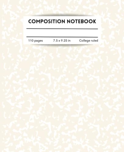 Composition Notebook College Ruled : Iconic Beige/Cream Marble Cover, School Supplies, 7.5 x 9.25 inch, 110 Pages image 2