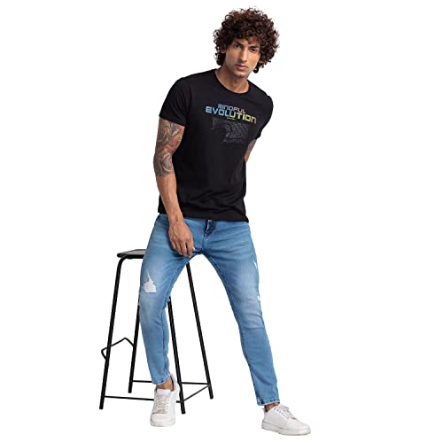 Image of Spykar Men's Mid Rise Cotton Slim Fit Tapered Length Jeans (Kano)