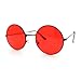 SA106 Retro Vintage Flat Color Circle Round Lens Sunglasses Black Red
