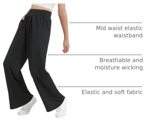 Image of EXARUS 3 Pack Girls Wide Leg Pants Baggy /Tapered Loose Casual Summer | Teen Flowy Tween Beach School Vacation Trousers Youth Junior Preteen Bottoms Lightweight Soft Kids 6-14Y