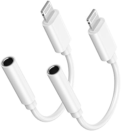 [Apple MFi Certified] Apple Lightning to 3.5 mm Headphone Jack Adapter, 2 Pack iPhone 3.5mm Aux Audio Adapter Converter Cable Dongle Compatible with iPhone 14 13 12 11 Pro Max XS XR X 8 7 6 5 - Amazon product rated Grade A