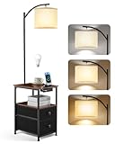 【Lampadaire multifonction avec table et tiroirs】Ce lampadaire avec table combine éclairage rangement et surface d’appoint dans un design compact Avec deux tiroirs une étagère ouverte et un plateau stable il est idéal comme table de chevet dans la chambre ou comme table d’appoint près du canapé