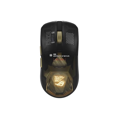 Image of ASUS ROG 20th Edition Harpe II Extreme - Wireless Esports Gaming Mouse - 82g Lightweight, Tri-Mode Connectivity, 65K DPI, 8K Hz Polling, 24K Gold-Plated, Web Config - Gold /Black