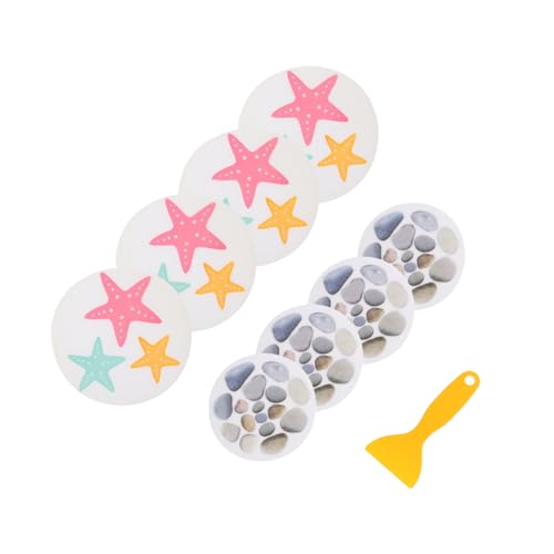 SOLUSTRE 8Pcs Self Adhesive Skid Bathtub Stickers Bathroom Floor Stickers Cute Pebble Designs for Home Hotel Safety Decor