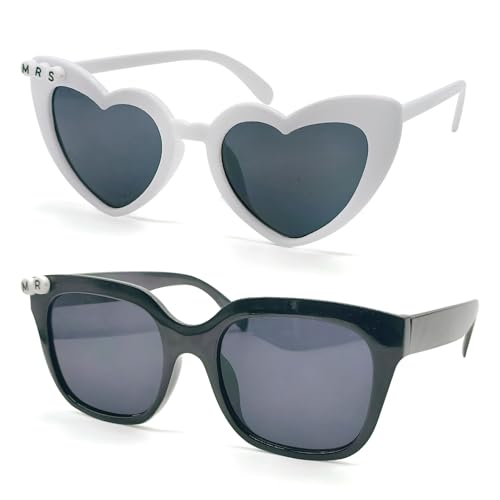 SwirlColor Occhiali di cuore, occhiali a forma di cuore elegante per spose e sposi occhiali da sole di donne, perfetto per matrimoni all'aperto