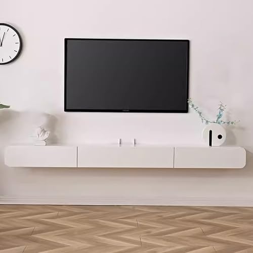 Meuble TV noir/blanc 120 cm compact avec deux tiroirs de rangement suspendus