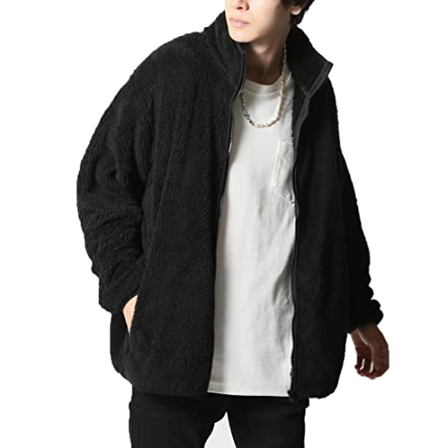 [アーケード] ボアジャケット メンズ フリース メンズ アウター ボア両面シャギー ジップブルゾン M ブラック - ARCADE(アーケード) - 商品画像